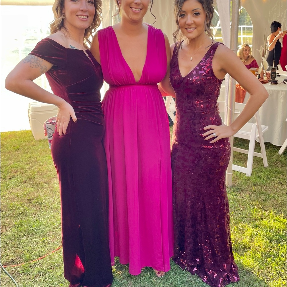 City studio sparkle burgundy gown from Macys wedding guest dress